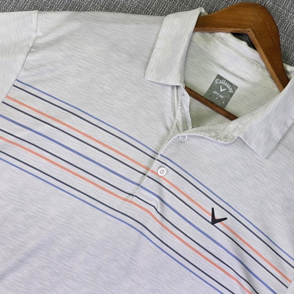 Callaway Other - Callaway Golf Polo Shirt Mens Large Gray White Opti Dri Multi Color Chest Stripe